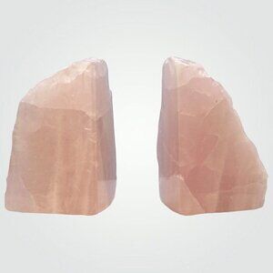 Pink Crystal Bookends, Rose Quartz, Natural Characteristics, Unique Bookend (AD)